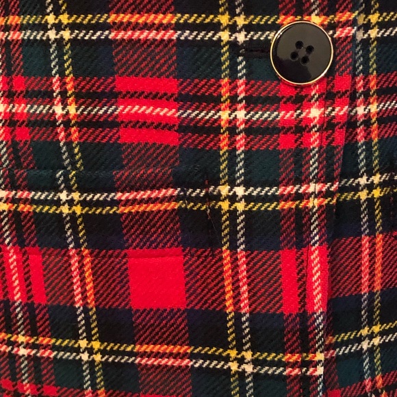 Vintage Yves Saint Laurent plaid wool jacket red fitted with shoulder pads 40 - Picture 3 of 8